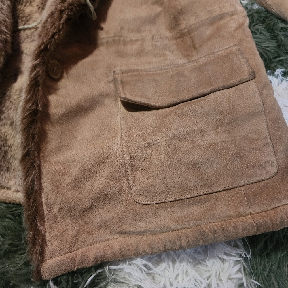 Canda Pig Split Leather Jacket With Poly Fur Lini… - image 3